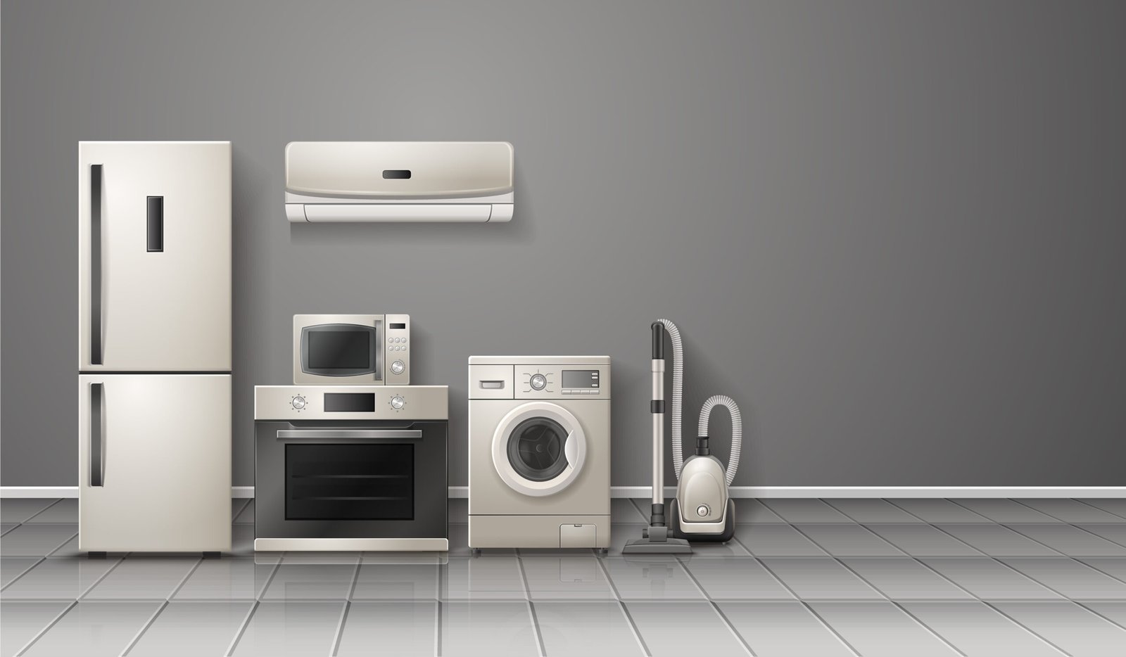 household appliances realistic composition